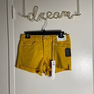 Denim Mid Rise Shorts (Mustard)